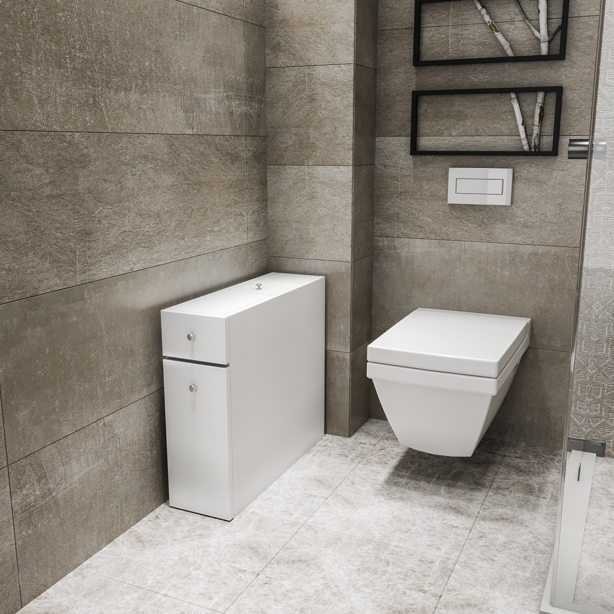 Mueble de baño,100% tablero de aglomerado rechapado en melamina, color blanco h.60