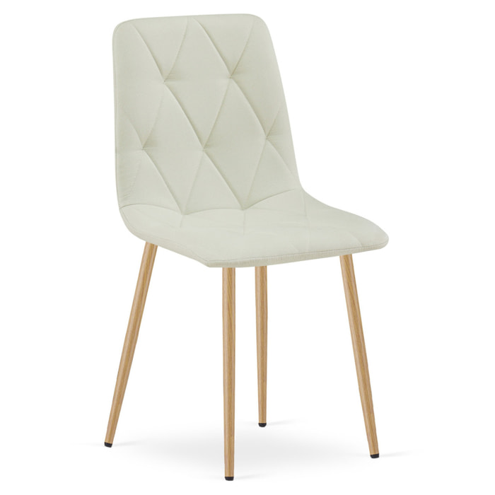 Sedia Libra beige in tessuto con gambe effetto legno