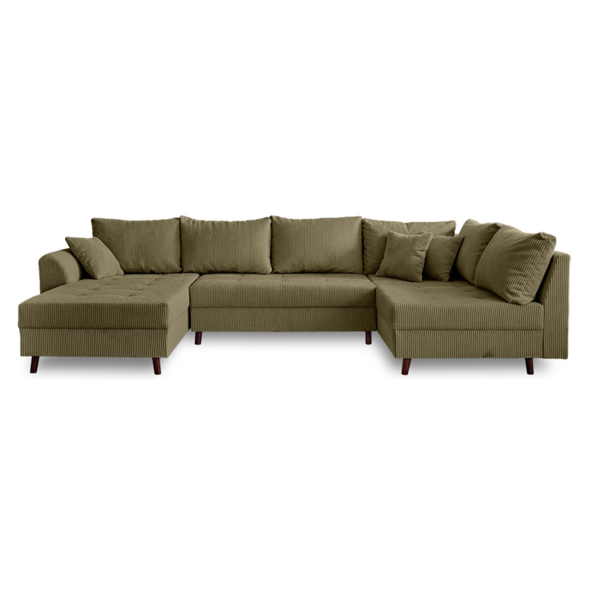 Rune - canapé panoramique d'angle droit - 7 places - en velours côtelé - Vert