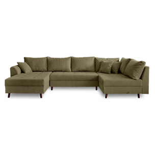 Rune - canapé panoramique d'angle droit - 7 places - en velours côtelé - Vert