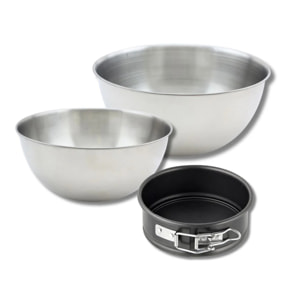 Set pâtisserie avec mini moule à manqué 12 cm, 2 bols à mixer et 1 spatule Zenker