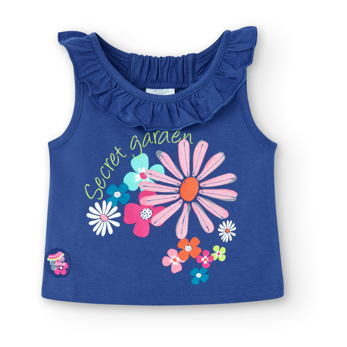 Camiseta de bebé niña, algodón estampada, tirantes, lila