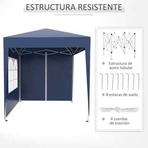 Outsunny Carpa Plegable 2x2m Exterior con 4 Paredes y Bolsa de Transporte Azul