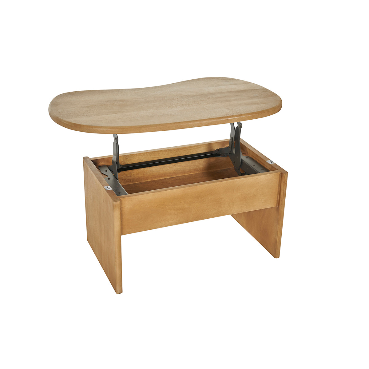 Table basse relevable design haricot avec rangement en bois manguier massif L95 cm KOKOA