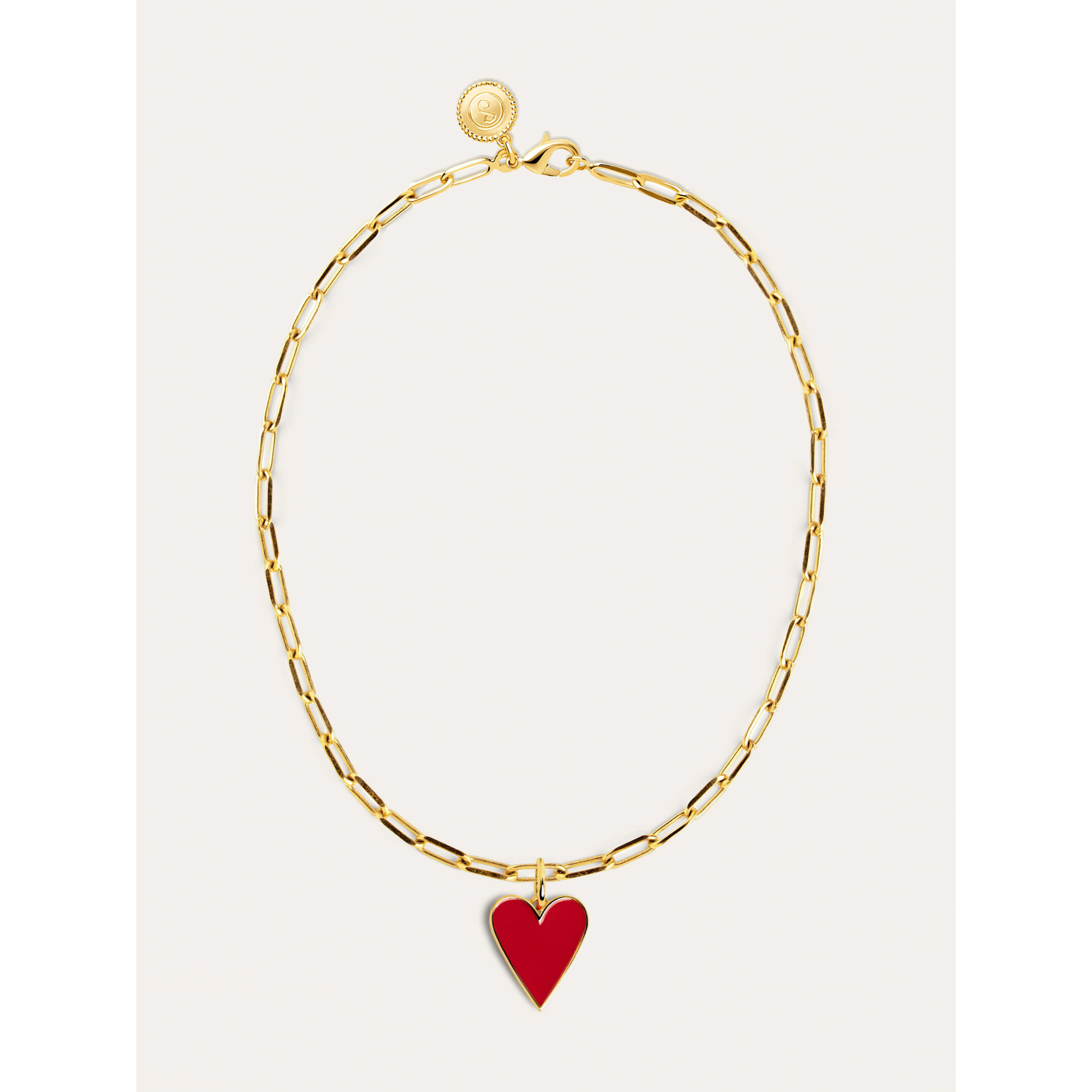 Collar Chic Lovely Heart Red Acero Baño Oro