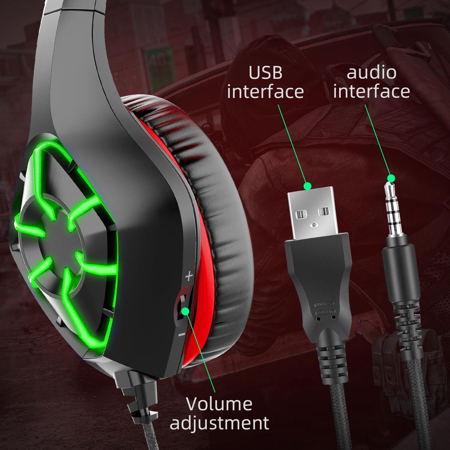 Headset GS1000 4 luces RGB PREMIUM. Auriculares gaming con micro, conexión minijack para PC, portátil, PS4, Xbox One, móvil, tablet.