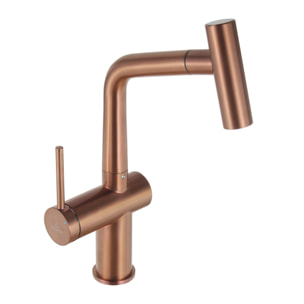 Timeless mitigeur d'évier à levier en acier inoxydable avec douchette extractible, monotrou, or rose brossé (TMLKF185BCP)