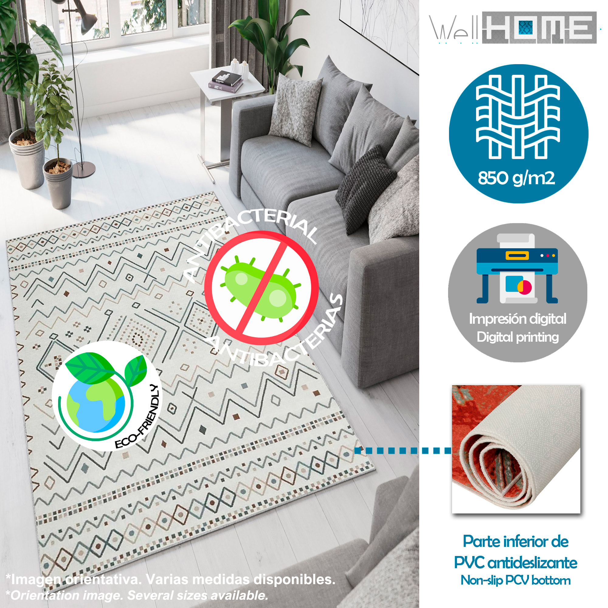 Alfombra de Poliester estampada 60 x 100cm