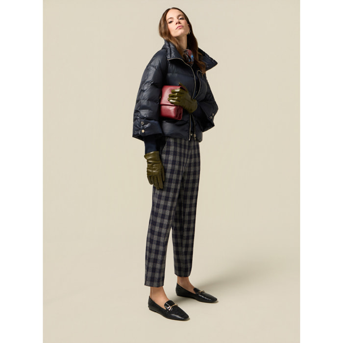 Oltre - Pantaloni carrot in flanella check - Blu