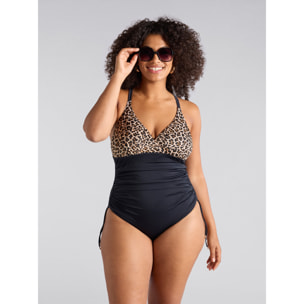 Fiorella Rubino - Bañador de una pieza con control de barriga y lunares. - Negro
