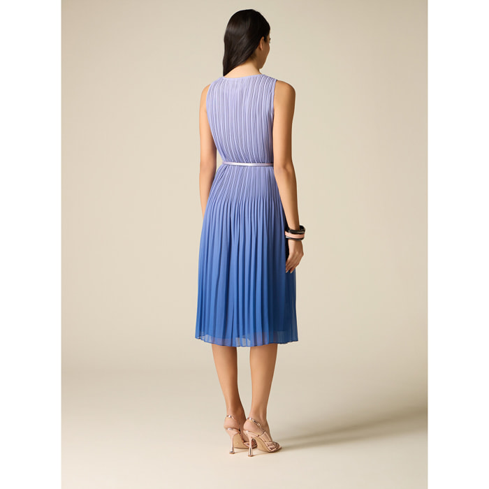 Oltre - Vestido plisado midi con cinturón - Violeta