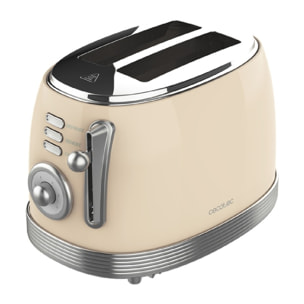 Cecotec Toast & Taste 800 Vintage Light Beige. 850 W, double fente courte extra