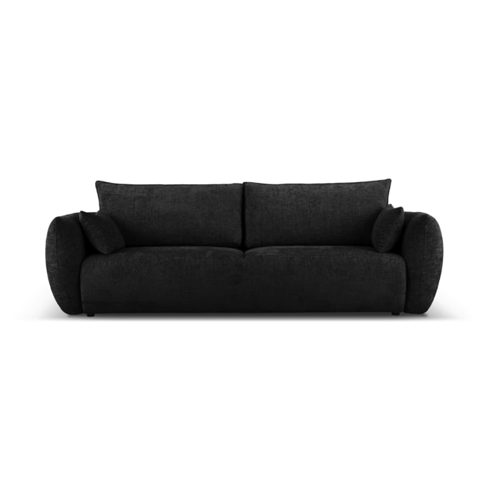 Canapé convertible avec coffre de rangement "Matera" 3 places en chenille noir