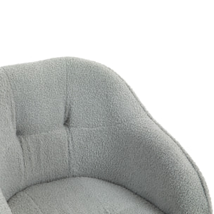 Chaise de bureau tissu bouclette design hauteur réglable pivotante piètement acier gris