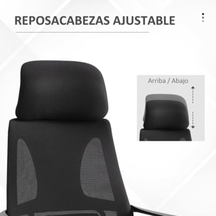 Silla de Oficina Altura Ajustable con Respaldo Negro