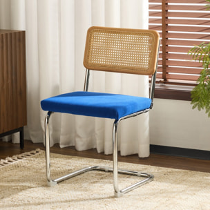 Lot de 2 chaises en cannage et velours côtelé - MUSE