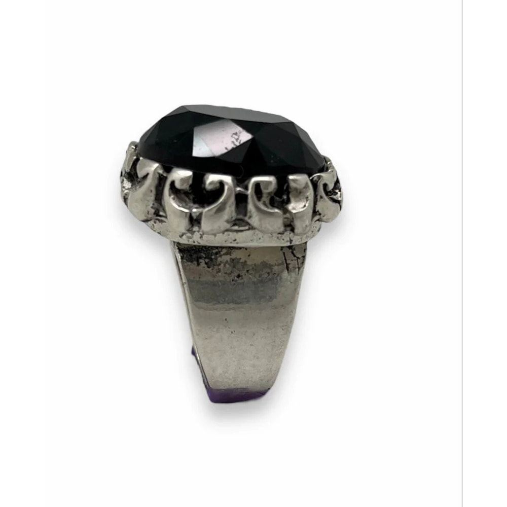 Anillo solitario Daiya plata cristal negro T15