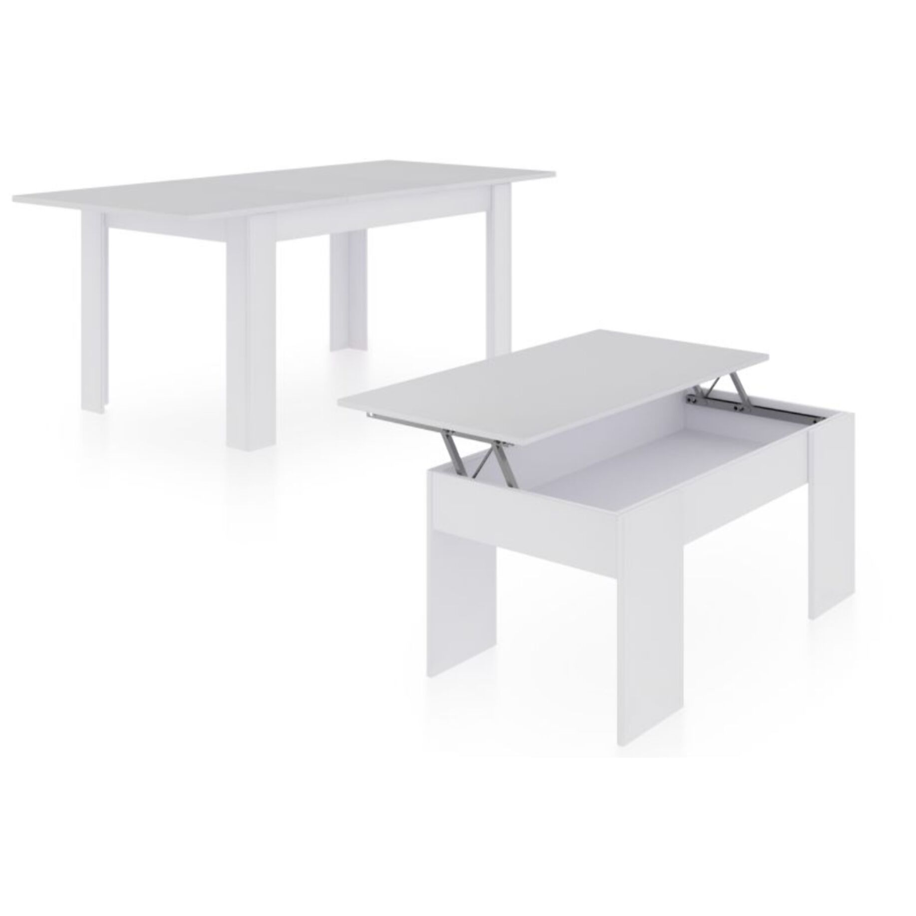 Pack mesa de comedor 140 y mesa de centro Vita Blanco Artik (Blanco Mate)