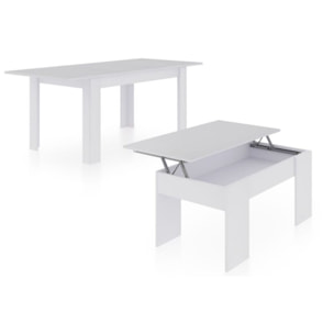 Pack mesa de comedor 140 y mesa de centro Vita Blanco Artik (Blanco Mate)