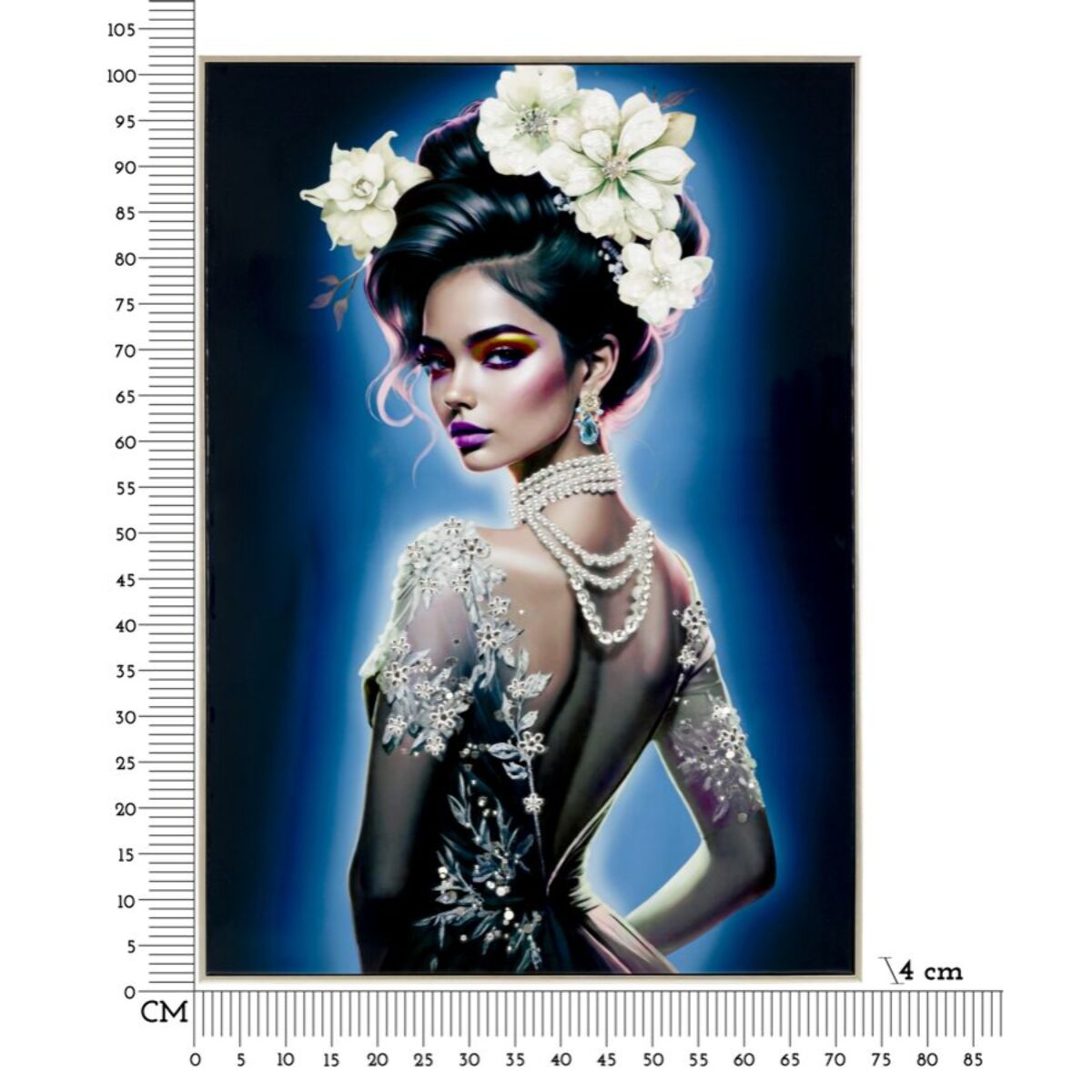 DIPINTO SU TELA LACCATO ISABEL C/CORNICE -B- CM 72X4X102