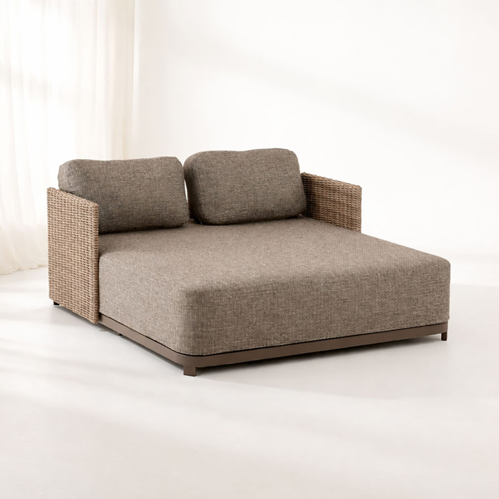 Lit d'extérieur en aluminium et tissu moka 2 places MADRAGUE