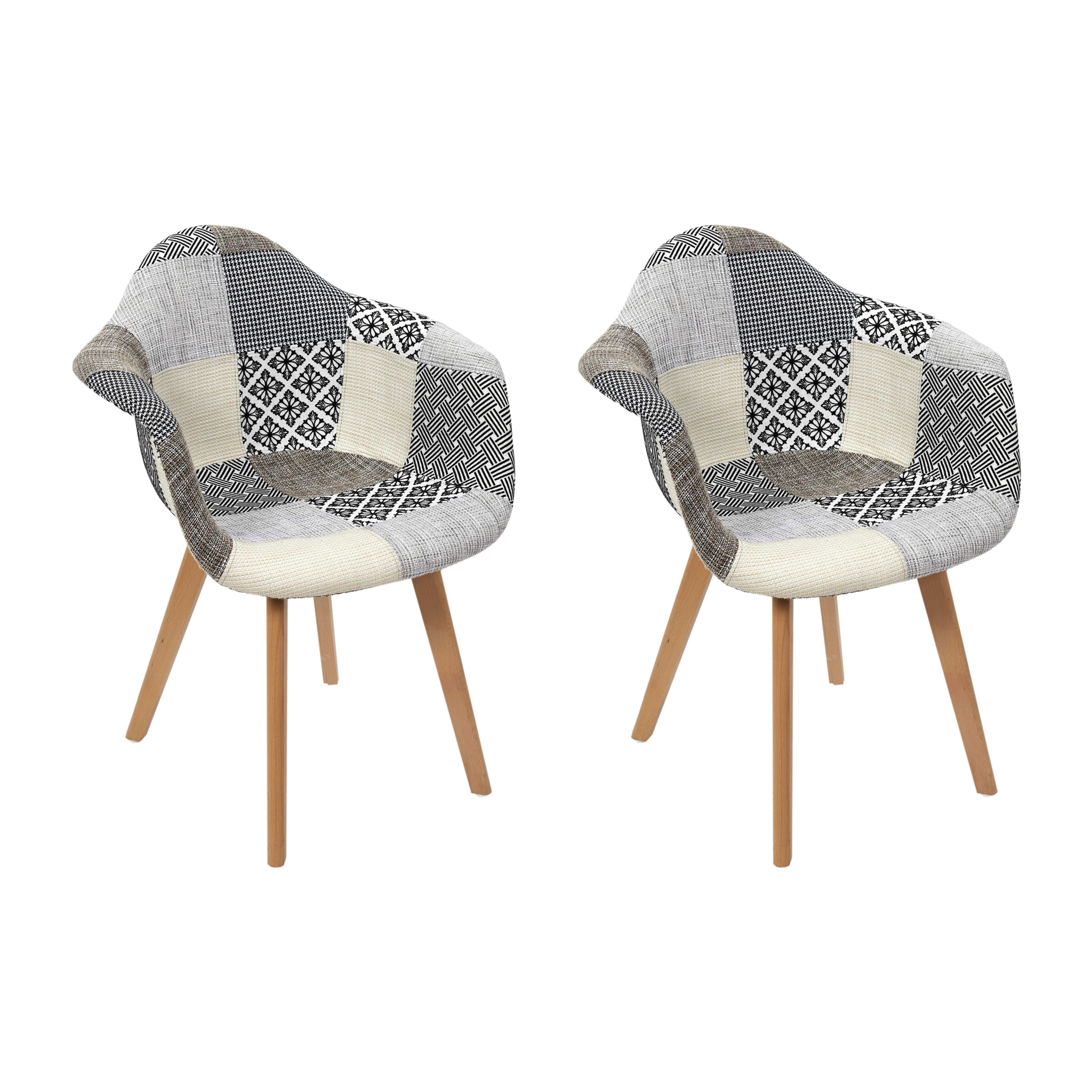 Fauteuil Patchwork Gris - Lot De 2