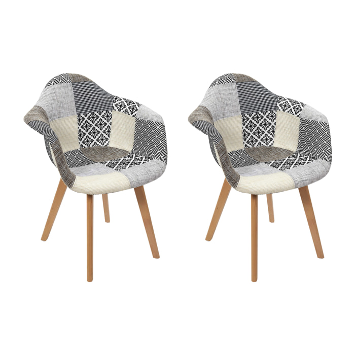 Fauteuil Patchwork Gris - Lot De 2