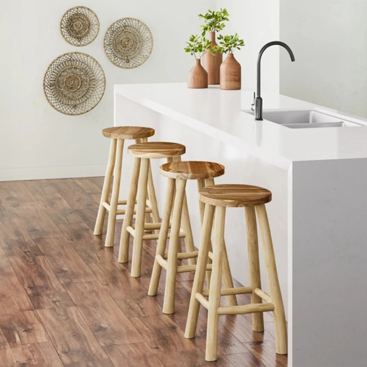 Tabouret pour îlot central 67 cm en teck - Ika