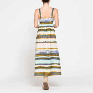 ABITO MIDI A STILE IMPERO IN LINO COTONE