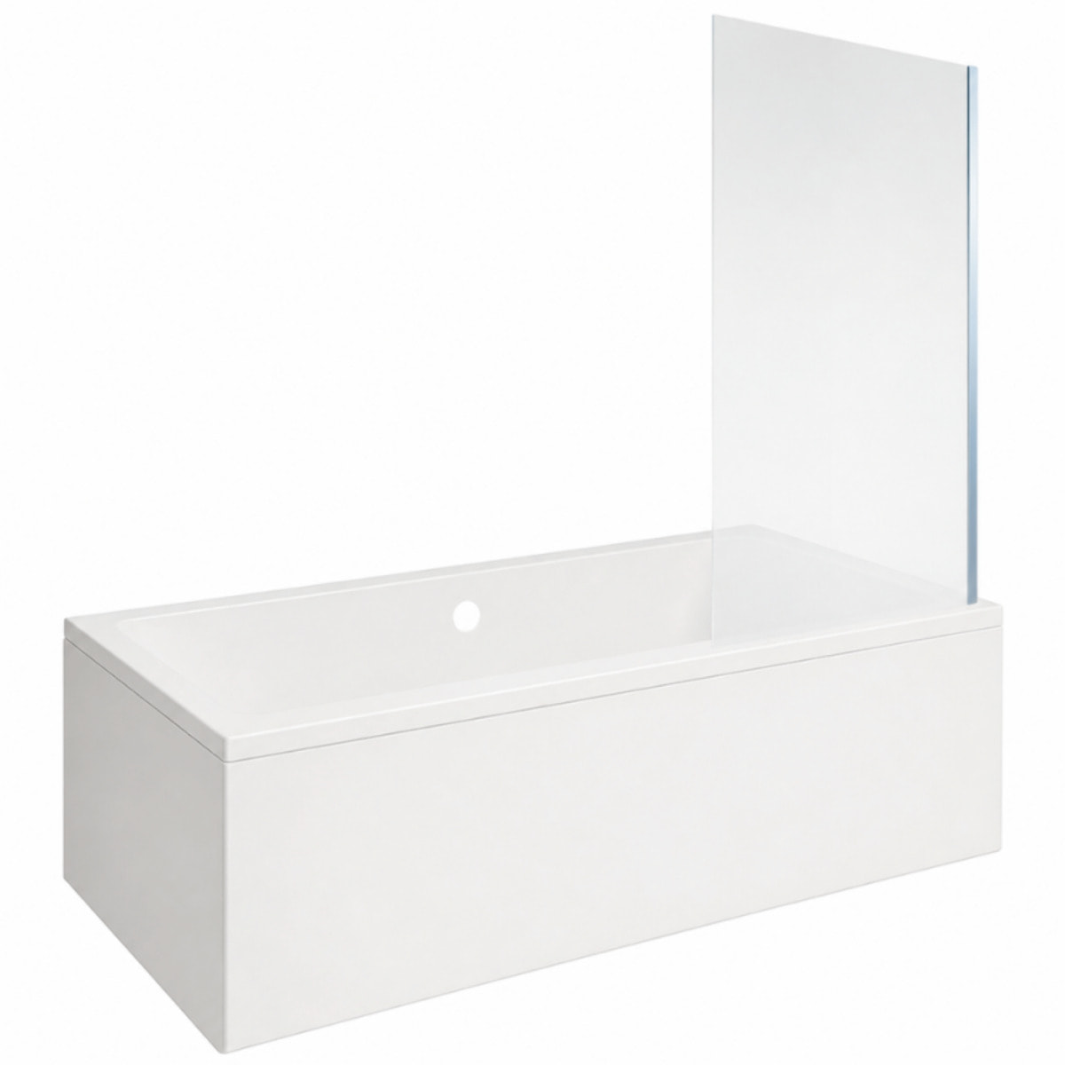 Baignoire rectangulaire Neon 180x80cm + Pare bain droit AURYS Mist 1 chromé profilé droite