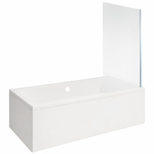 Baignoire rectangulaire Neon 180x80cm + Pare bain droit AURYS Mist 1 chromé profilé droite