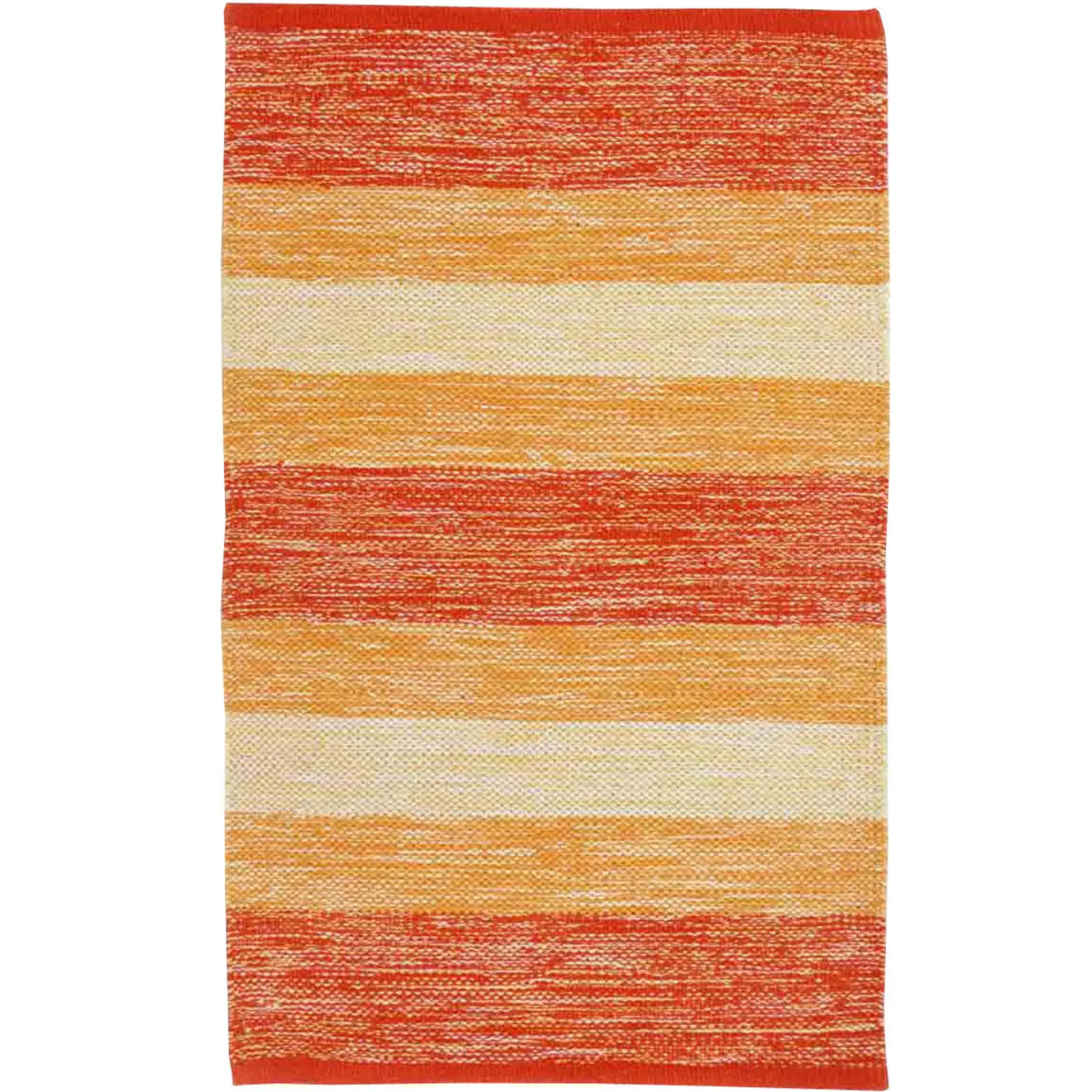 Tappeto HAPPY ARANCIONE disegno a righe 100% cotone annodati a mano, tappetino stuoia bagno multiuso lavabile