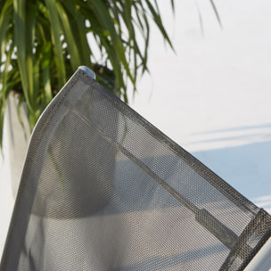 Table de jardin et 6 chaises en acier et toile PVC gris ATIMA