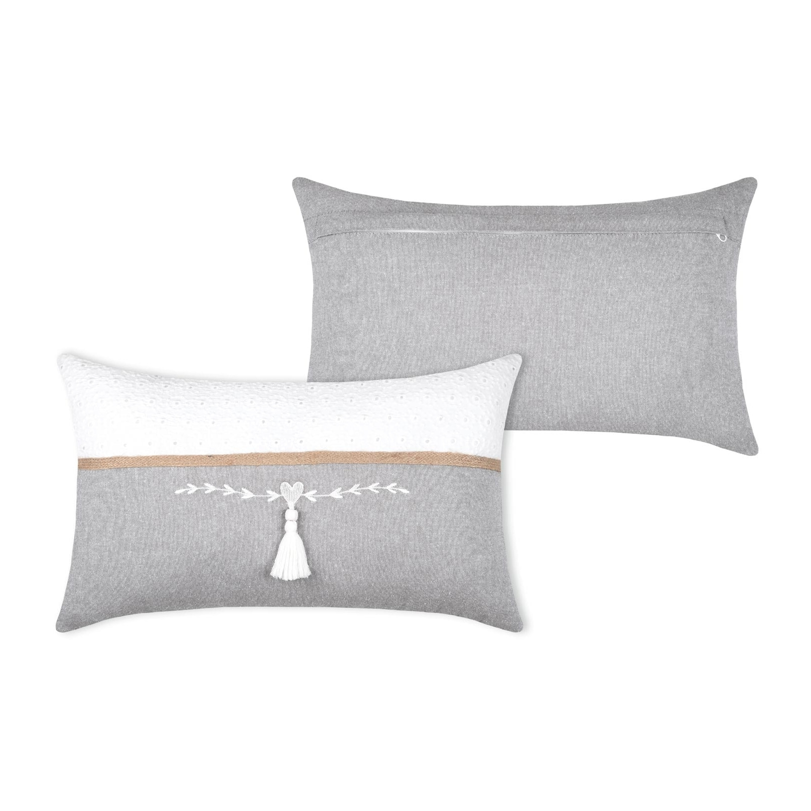 Coussin rectangulaire esprit romantique - Gris clair