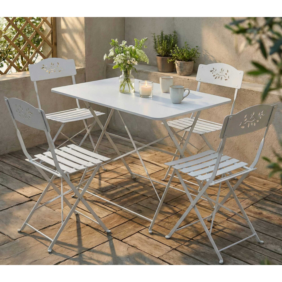 Ensemble table et chaises de jardin - 4 places - Blanc - VENONE