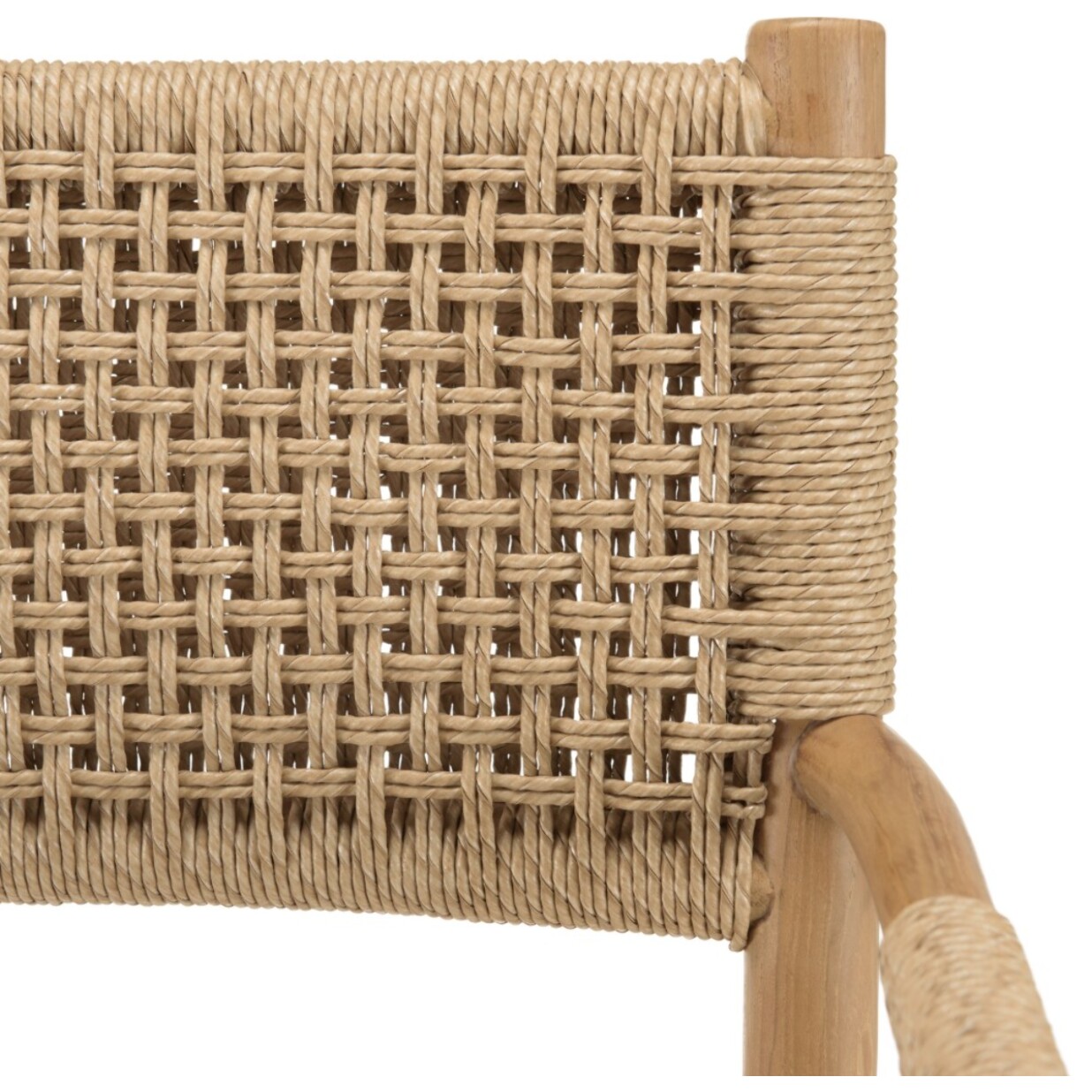 VALERIA - Lot de 2 fauteuils jardin accoudoirs teck rotin synthétique beige
