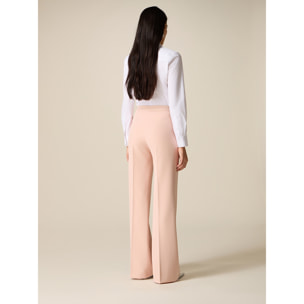 Oltre - Pantaloni a palazzo con profilo in raso - Rosa