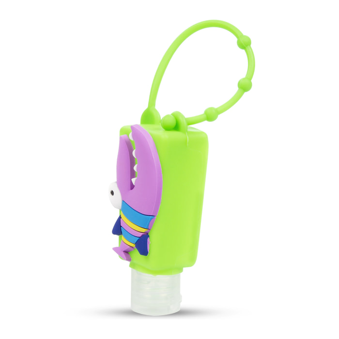 Portachiavi Bottiglia igienizzante per le mani alcool ricaricabile 30ml. Design squalo.