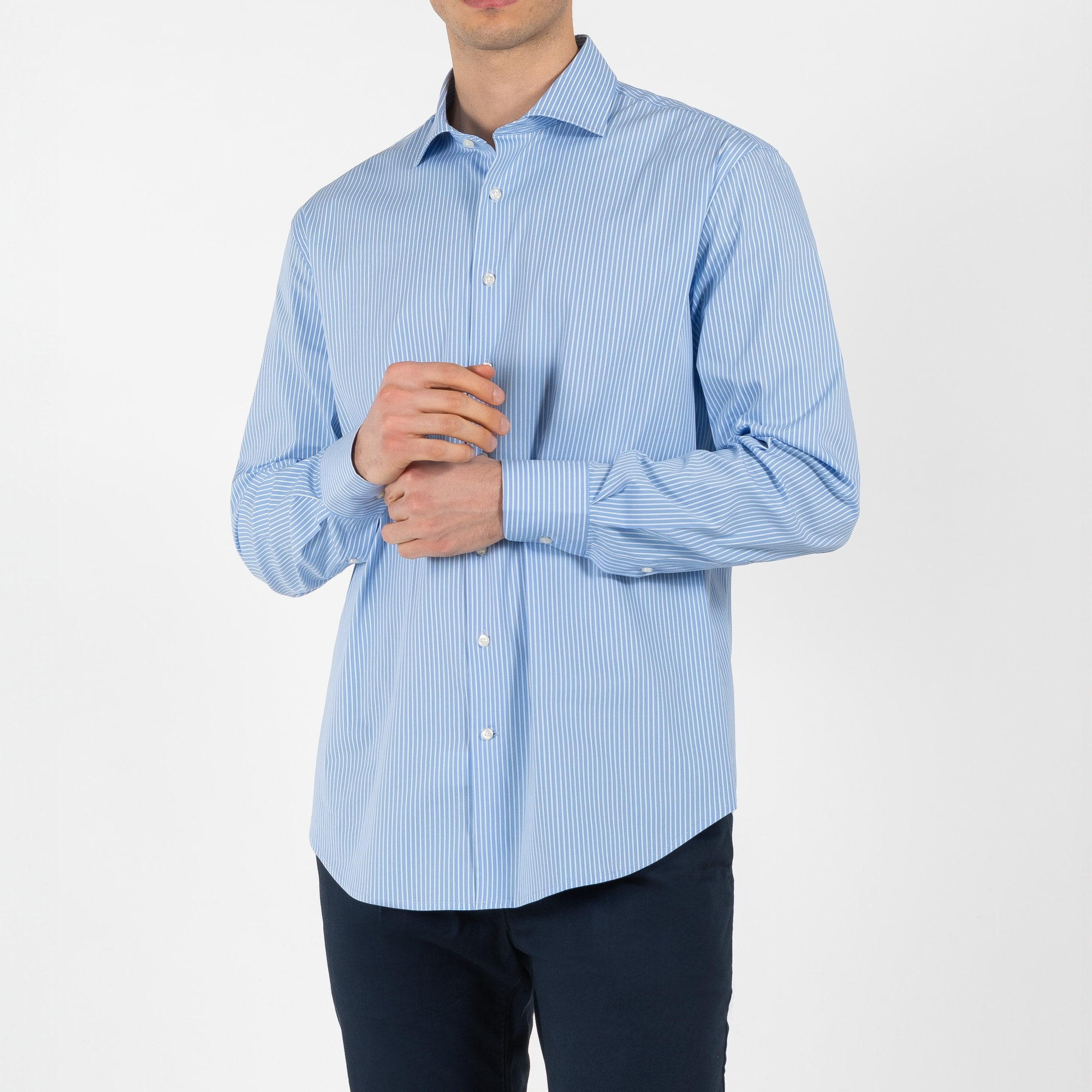 Camicia a righe collo francese