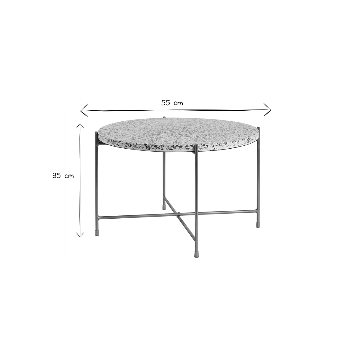 Table basse ronde design en terrazzo et métal doré D55 cm MEZZO