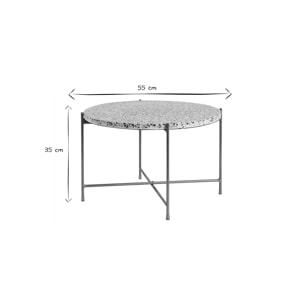 Table basse ronde design en terrazzo et métal doré D55 cm MEZZO