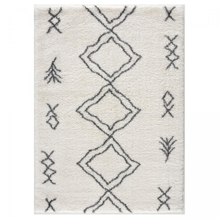 Tapis Shaggy longues mêches et aux motifs traditionnels Berbères