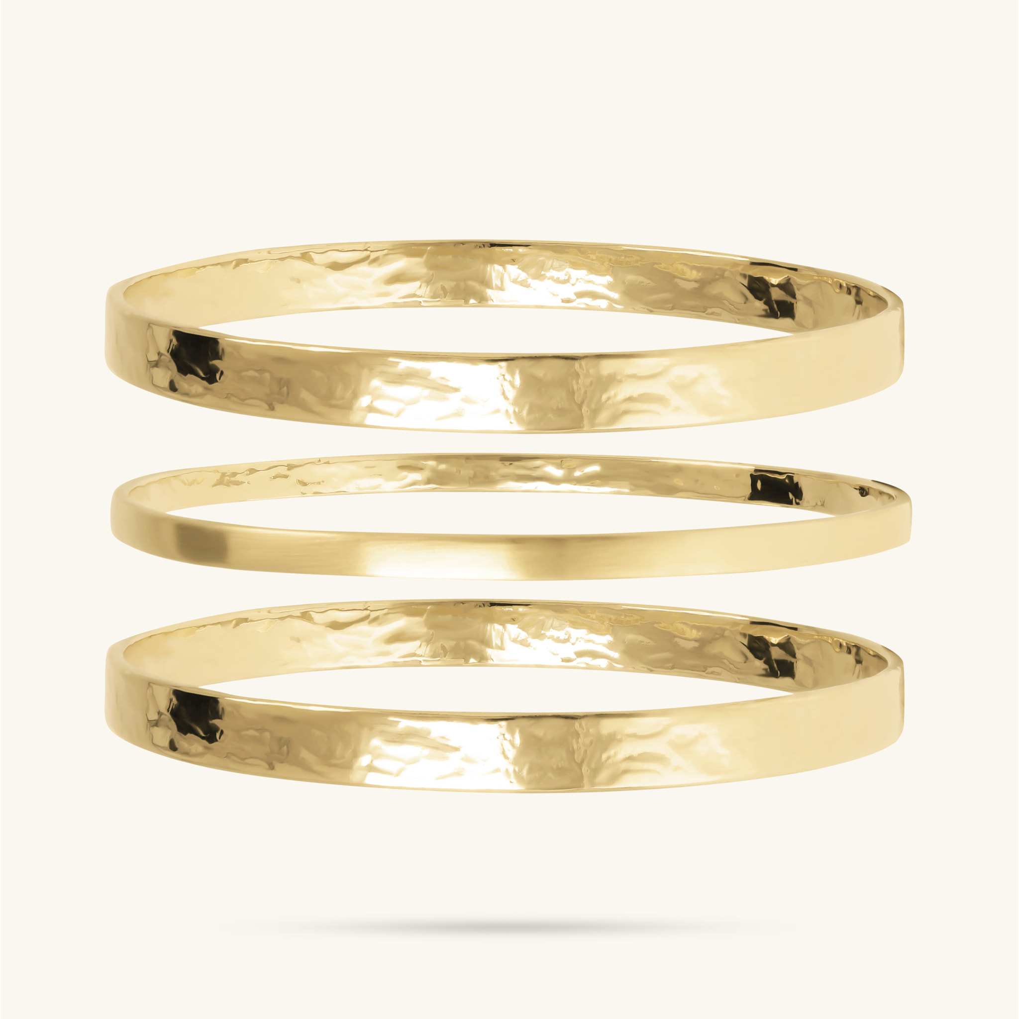 Set Tre Bracciali Rigidi Martellati e Satinati