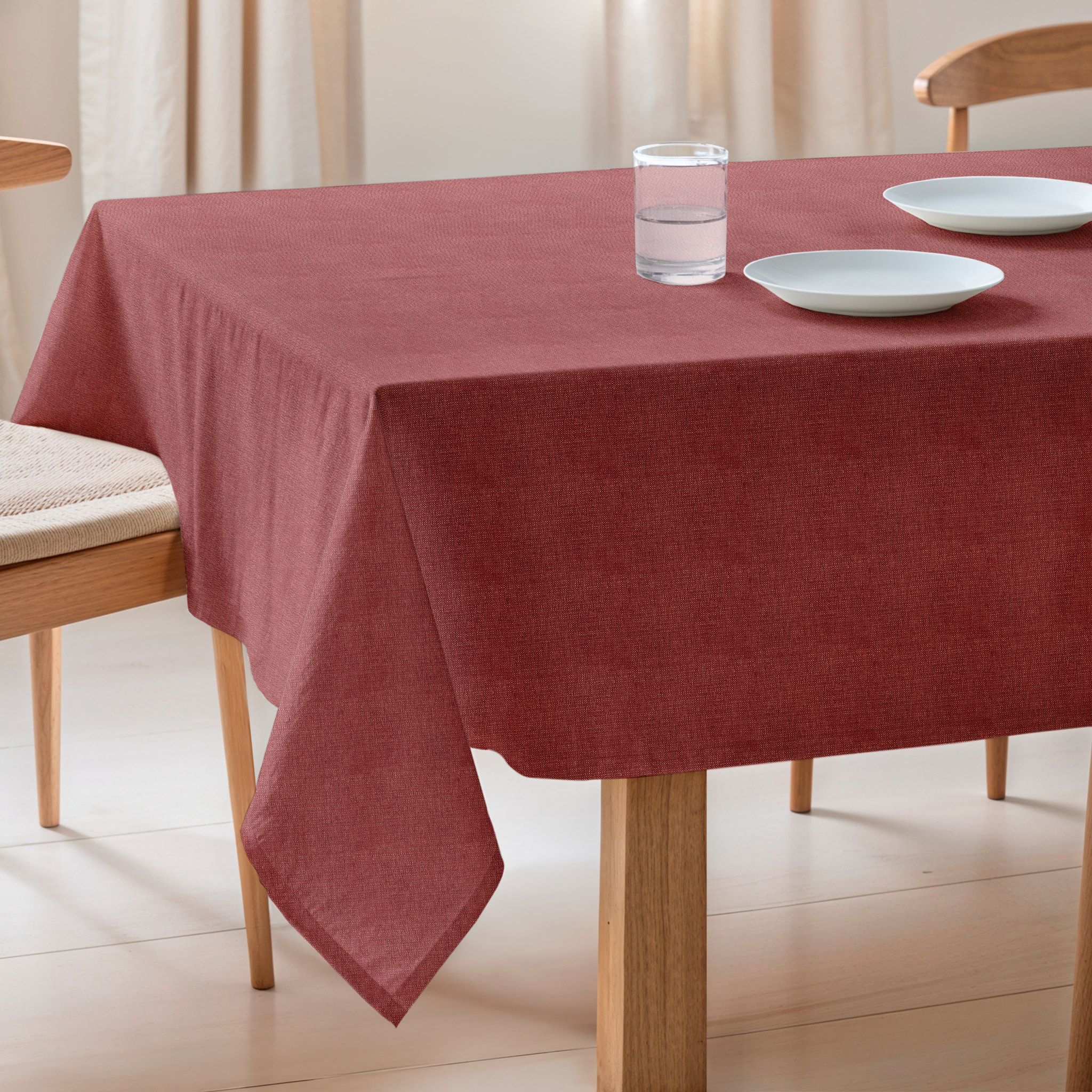 Nappe jacquard unie antitache Indra Red