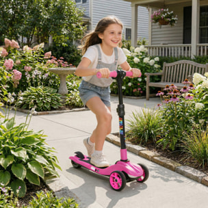 Trottinette électrique enfant pliable 3 roues 8 Km/h max LED rose