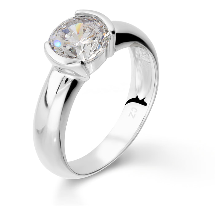 Anello Solitario in Argento 925 con Cubic Zirconia