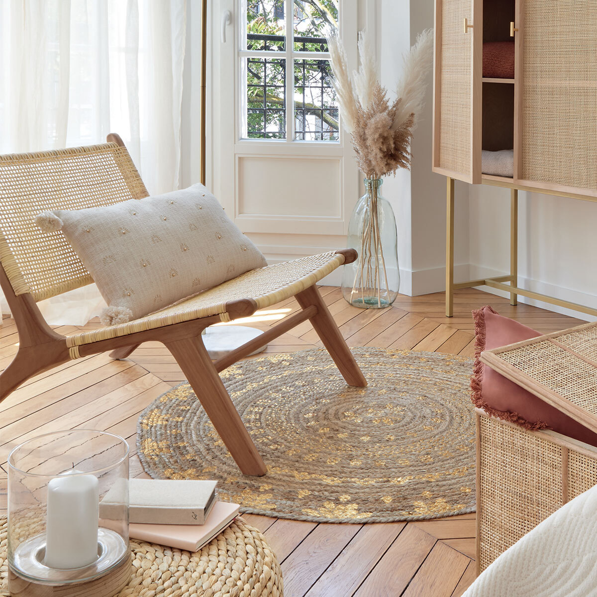 Tapis "Shine" jute doré D115cm