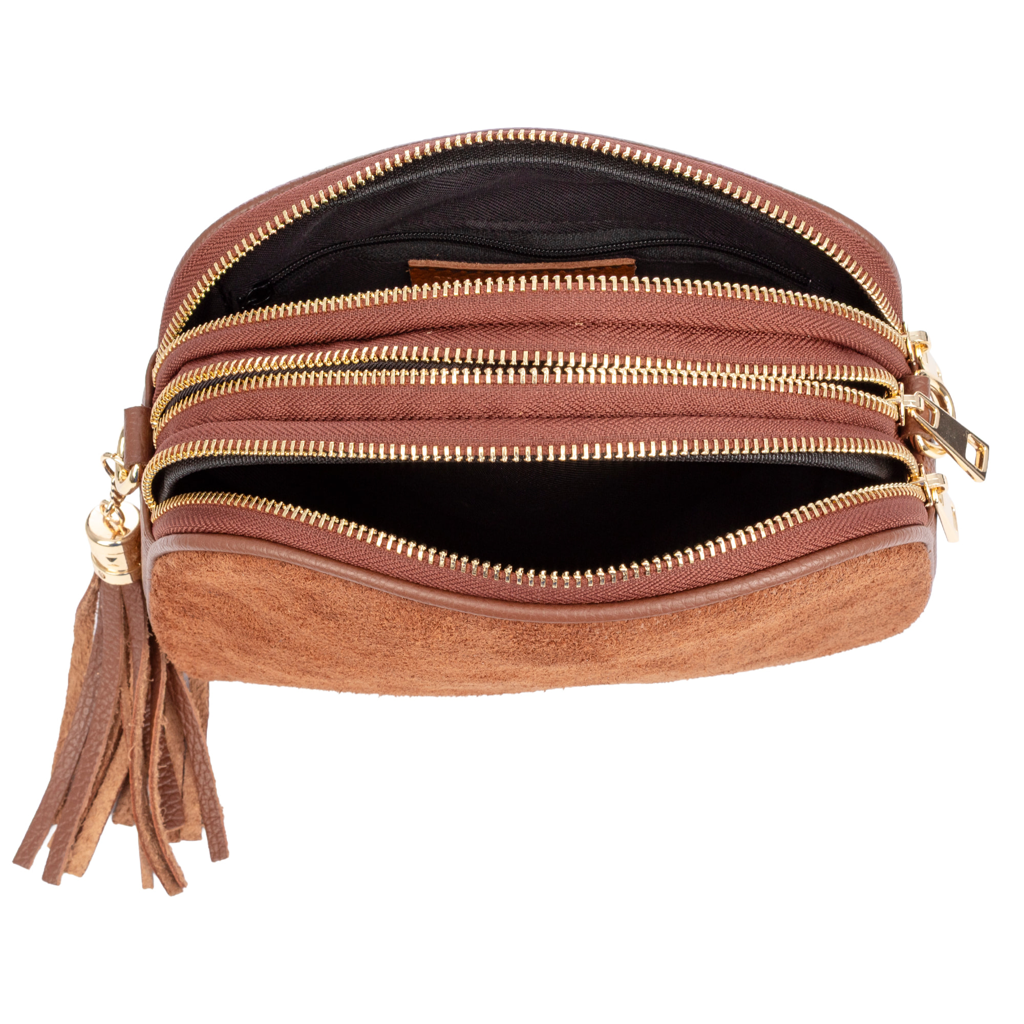 Aliminusa bolso bandolera Mujer. Piel auténtica Gamuza y Dollaro.