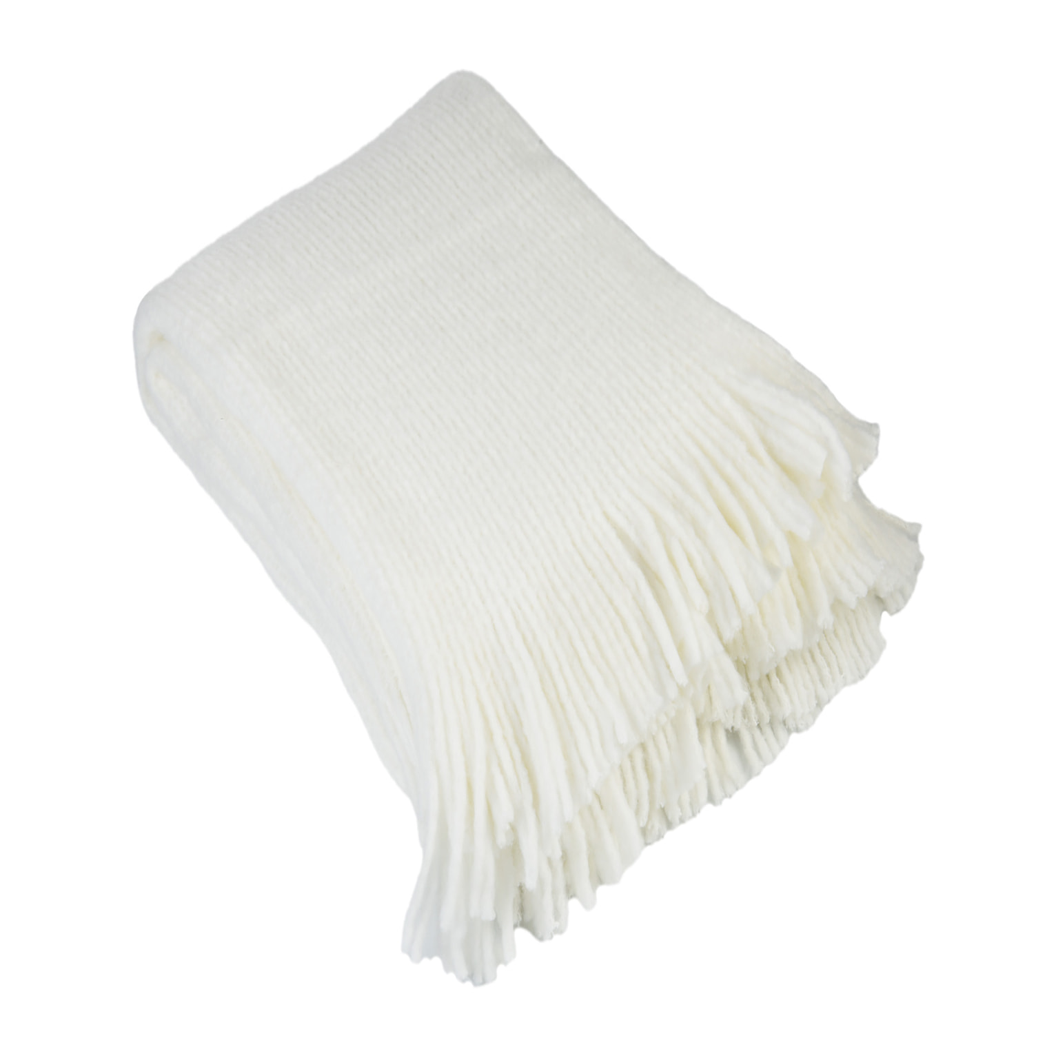 Plaid maille  - Effet laine tricotée - Blanc