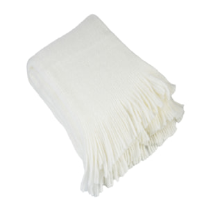 Plaid maille  - Effet laine tricotée - Blanc